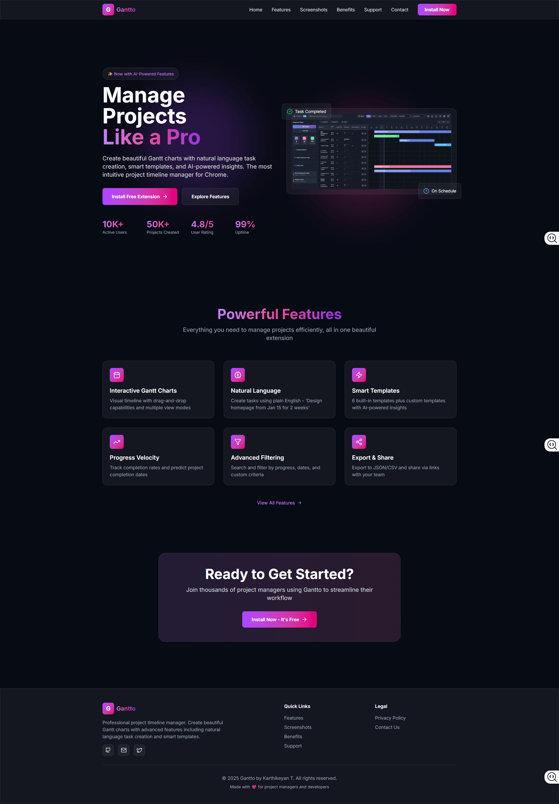 Gantto Dashboard Screenshot